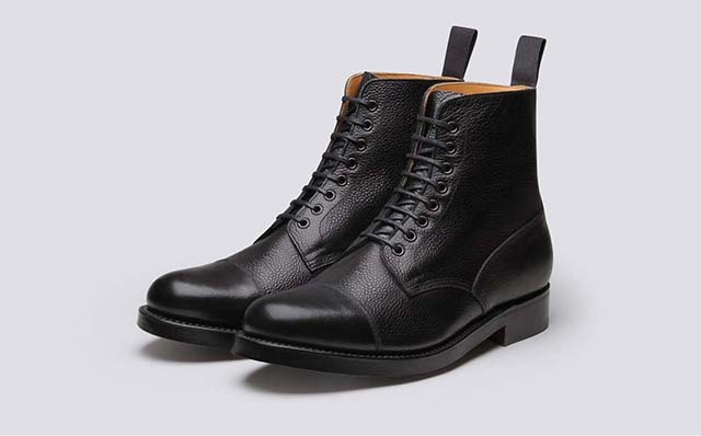Grenson Shoe 3 Mens Boots in Black Grain Leather GRS110888